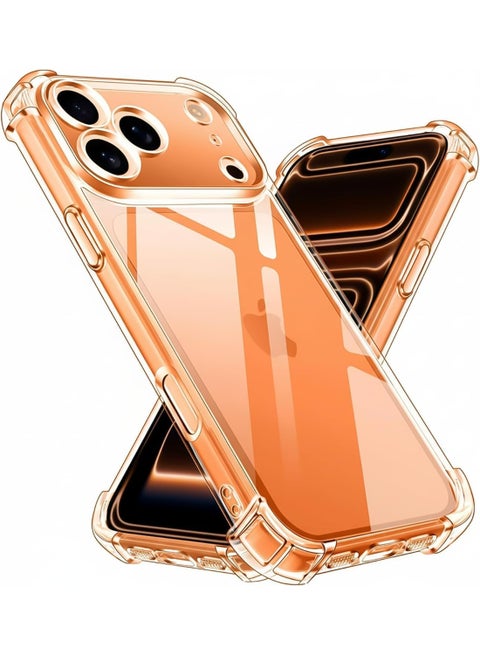 جراب متوافق مع ايفون 17 برو  جراب سيليكون شفاف من البولي يوريثين الحراري غوريلا مضاد للصدمات زوايا الكاميرا - شفاف